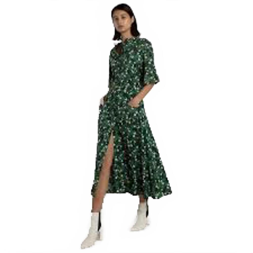 The Kit Cobie Shirtdress Women's Midi Green Floral Size 8